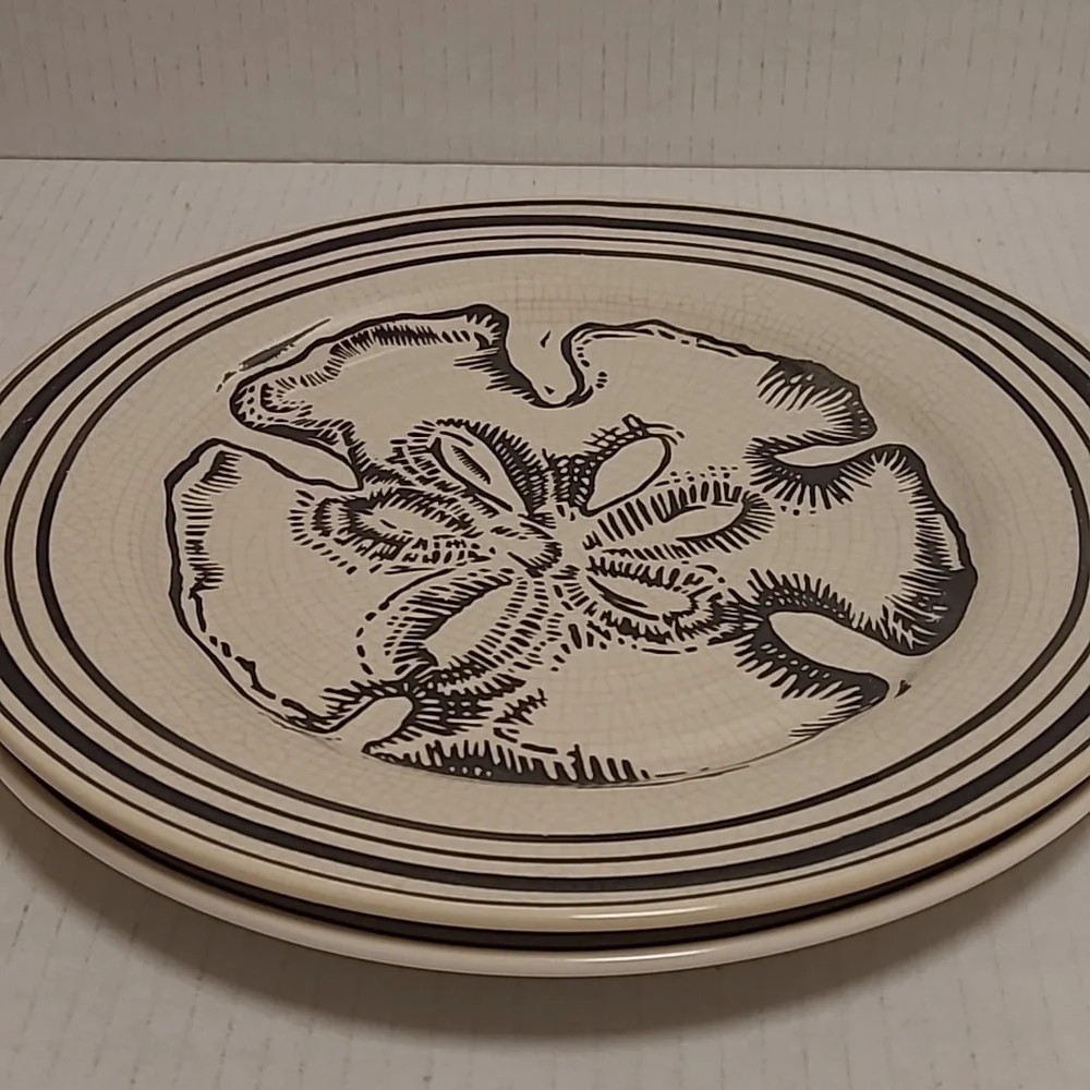 Pair of Vintage Pottery Barn Crackle Seashell Plates